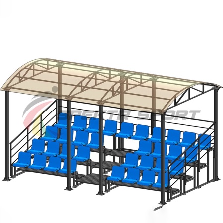 Купить Трибуна для зрителей 4 ряда на 34 места с навесом и перилами в Стараякупавне 